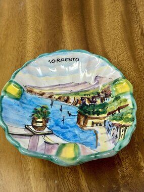 Sorrento Italy Souvenir Ceramic Trinket Dish Ashtray Painted Coastal Scene